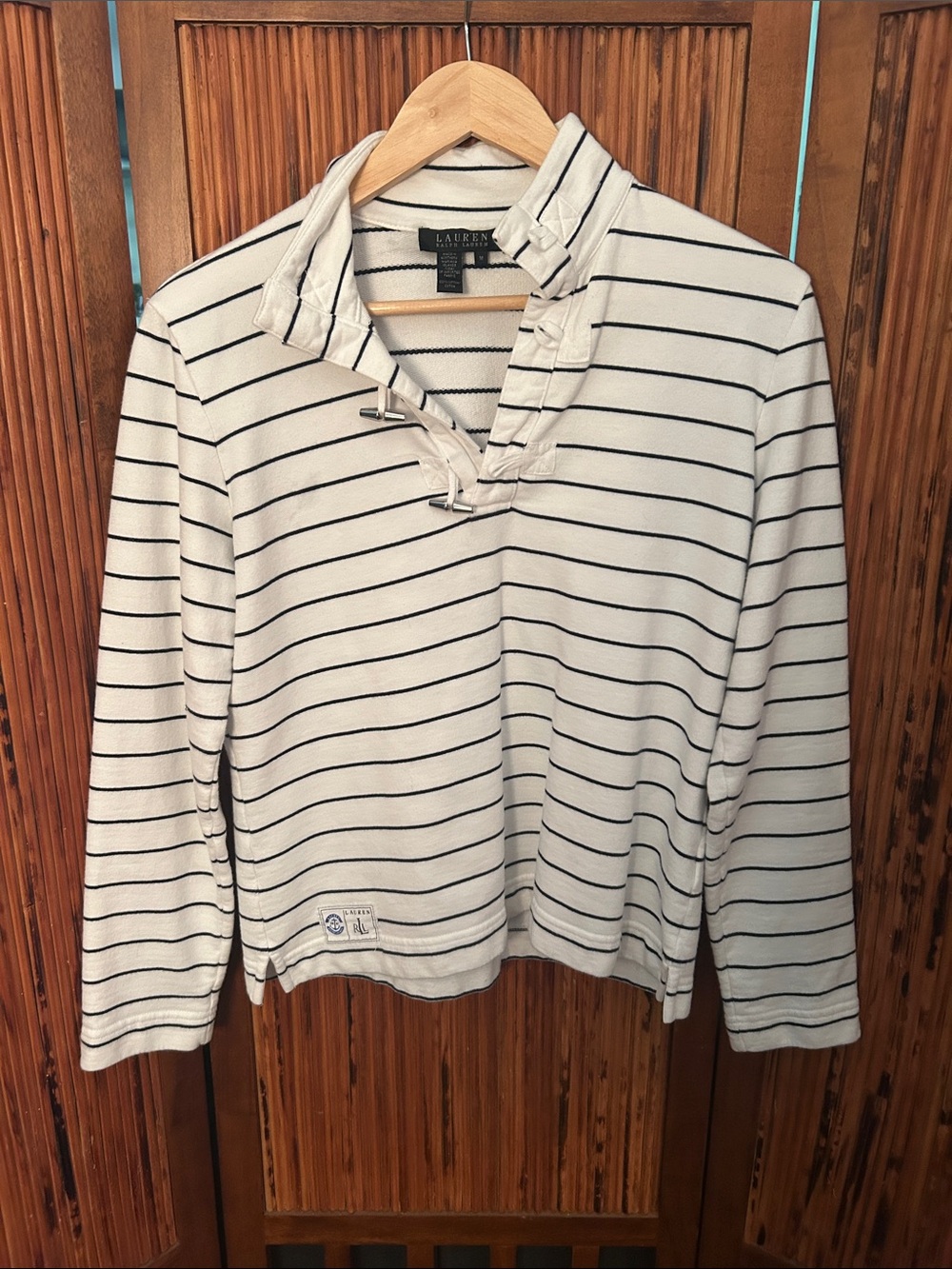 Ralph Lauren Cream & Navy Striped Cotton Pullover